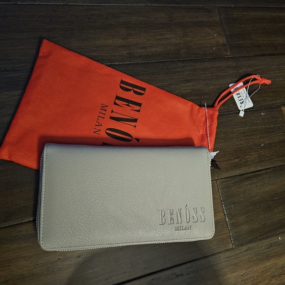 Benoss Milan Zip Around Wallet Gray Vegan Clutch - Picture 3 of 9